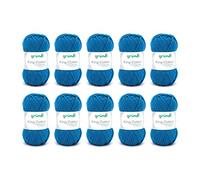 Gründl Wool King Cotton - Thick Wool for Knitting - Knitting Yarn - Crochet Yarn - Soft and Skin Friendly - 55% Polyacrylic, 45% Cotton - 10 Balls 50 g / 78 m - Needle Size 6-7 - Medium Blue