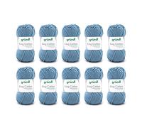 Gründl Wool King Cotton - Thick Wool for Knitting - Knitting Yarn - Crochet Yarn - Soft and Skin Friendly - 55% Polyacrylic, 45% Cotton - 10 Balls 50 g / 78 m - Needle Size 6-7 - Jeans