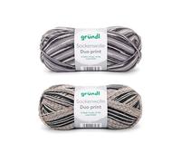 Gründl Wool Sock Wool Duo Knitting Yarn for 2 Pairs of Socks Durable and Skin-Friendly 75% Virgin Wool 25% Polyamide 2 Balls 100 g / 420 m Needle Size 2.5-3 Grey/Light Grey/Black
