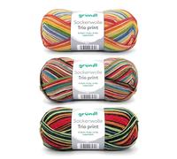 Gründl Wool Sock Wool Trio - Knitting Yarn for 3 Pairs of Socks - Durable and Skin-Friendly - 75% Virgin Wool, 25% Polyamide - 3 Balls 100 g / 420 m - Needle Size 2.5-3 - Colourful Stripes