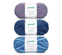 Gründl Wool Sock Wool Trio - Knitting Yarn for 3 Pairs of Socks - Durable and Skin Friendly - 75% Virgin Wool, 25% Polyamide - 3 Balls 100 g / 420 m - Needle Size 2.5-3 - Blue Lilac Pink