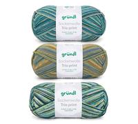 Gründl Wool Sock Wool Trio - Knitting Yarn for 3 Pairs of Socks - Durable and Skin-Friendly - 75% Virgin Wool, 25% Polyamide - 3 Balls 100 g / 420 m - Needle Size 2.5-3 - Green Aqua Yellow