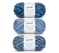 Gründl Wool Sock Wool Trio - Knitting Yarn for 3 Pairs of Socks - Durable and Skin Friendly - 75% Virgin Wool, 25% Polyamide - 3 Balls 100 g / 420 m - Needle Size 2.5-3 - Blue Green Jeans