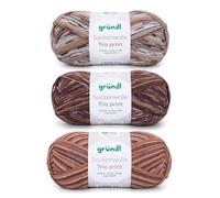Gründl Wool Sock Wool Trio - Knitting Yarn for 3 Pairs of Socks - Durable and Skin-Friendly - 75% Virgin Wool, 25% Polyamide - 3 Balls 100 g / 420 m - Needle Size 2.5-3 - Brown Mustard Grey