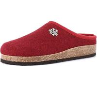 GRÜNLAND SARA Women's Winter Slippers in Regenerated Wool, Warm and Breathable Slippers, Alpine Style, Cork and Natural Felt Insole, Burgundy, 7 UK