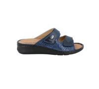 GRÜNLAND Women's DAMI Comfort Slipper with Double Velcro Fastening, Conforma Sole, Removable Cork and Leather Insole and Hand-Made Stitching, AVIO, 3.5 UK