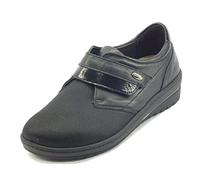 GRÜNLAND Women's NILE Comfort Shoe with Velcro Fastening for Everyday use, Conformed Sole, Removable Re-Soft Cork and Leather Insole and 3.5 cm high Wedge, Black, 7 UK