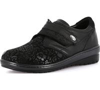 GRÜNLAND Women's NILE Elasticated Comfort Shoe, Removable Re-Soft Cork and Leather Insole, Contoured Sole and 3.5 cm high Wedge, Black, 7.5 UK