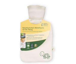 GRÜNSPECHT Natural Rubber Hot Water Bottle with White Organic 100% Cotton GOTS