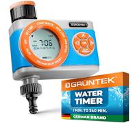 GRÜNTEK Digital Garden Water Timer: Blue Lawn Irrigation Hose Tap Timer with Display, Flexible Scheduling