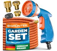 GRÜNTEK King Cobra Expandable Garden Hose Set 75FT (23m) - Flexible Hose with 10-Pattern Spray Gun, Latex Core, Textile Reinforcement, Brass Connectors - Garden Watering & Car Washing
