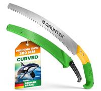 GRÜNTEK ORCA Curved Pruning Saw 330 mm - Triple-Edge Hand Saw with Soft Grip & 7 TPI Blade - Rugged Case for Gardening, Wood Cutting & Camping