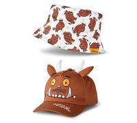 The Gruffalo Gruffalo & Friends Boys Brown 2 Pack Bucket Hat & Cap Set | Reversible Character Design with 3D Ears & Horns | Cute Cartoon Hats for Outdoor Play