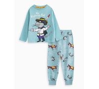 Gruffalo The Highway Rat Kids Light Blue Long Sleeve Pyjama Set | Crew Neck Cartoon Character Nightwear | Long Leg PJs with Front Branding | Merch