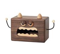 GRUGOODS Tissue Box Cover Wood Napkin Box Holder Wooden Monster Black Walnut Beech Paper Container Towel Paper Stand Rustic Decorative for Bathroom Bedroom Dinner Table Office