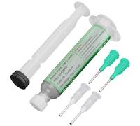 Gruiqrd 40g Solder Tin Paste with Syringe,138°C Low Temperature Syringe Solder Paste, Sn42/Bi58 Flux Soldering Paste with 4 Needles and 1 Push Rod, Solder Paste for Bag,PCB, CPU, SMT