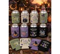 GRULLIN 12PCS Halloween Midnight & Margs Witches Cooler Sleeves