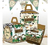 GRULLIN 24PCS Jungle Safari Candy Treat Goodie Boxes Party Favor Gift for Tropical Forest Camp Adventure Animal Go Wild Birthday Baby Shower Decorations Supplies