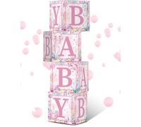 GRULLIN 4PCS Pink Sea You Soon Baby Shower Party Boxes Under The Sea Decor