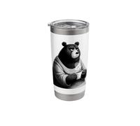 Grumpy Bear Coffee Lover Funny Illustration Stainless Steel Insulated Tumbler