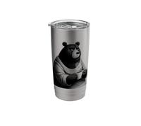 Grumpy Bear Coffee Lover Funny Illustration Stainless Steel Insulated Tumbler