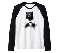 Grumpy Bear with Coffee Funny Animal for Coffee Lovers Raglan Baseball Tee