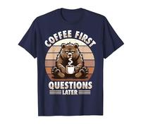 Grumpy Bear with Coffee T-Shirt, Men, Navy Blue, Large