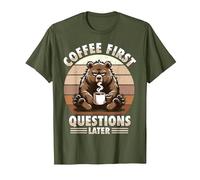Grumpy Bear with Coffee T-Shirt, Men, Olive Green, XX-Large
