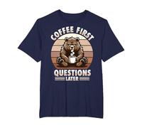 Grumpy Bear with Coffee T-Shirt, Men's Big and Tall, Navy Blue, 3X Tall