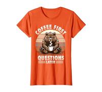 Grumpy Bear with Coffee T-Shirt, Women, Orange, X-Small