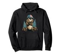 Grumpy Beaver with US Headwear Costume Pullover Hoodie