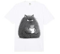 Grumpy Black Cat Coffee Funny Cat Lover Art Design Comfort Colors Adult Heavyweight T-Shirt