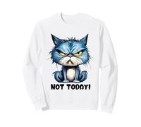 Grumpy Blue Cat Scowl Funny Feline Cartoon Illustration Sweatshirt