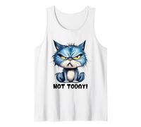 Grumpy Blue Cat Scowl Funny Feline Cartoon Illustration Tank Top