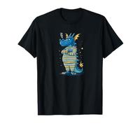 Grumpy Blue Dragon in Pajama Graphic for Boys and Girls T-Shirt