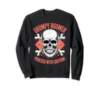 Grumpy Boomer Skull Beard Retro Funny Warning Sign Sweatshirt