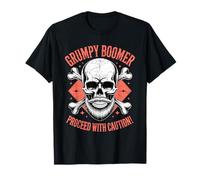 Grumpy Boomer Skull Beard Retro Funny Warning Sign T-Shirt