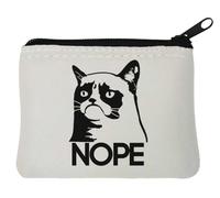 Grumpy Cat Angry Nope Neoprene Coin Purse Pouch 10x11cm White