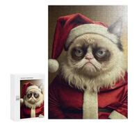 Grumpy Cat As Santa Claus: Birthday Gift, 300 PCS Decorative Wooden Puzzle - for A Rewarding Weekend Challenge