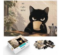 Grumpy Cat Coffee - Cat drinking coffee Jigsaw Puzzle, 1000 Piece