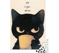 Grumpy Cat Coffee - Cat Drinking Coffee Jigsaw Puzzle for Adults, 1000 Pieces, 38x26cm/1000pcs, Screen-Free Activity, Evening Leisure And Time at Home