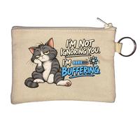 Grumpy Cat Expressing Social Buffering Status Key Chain Coin Purse Beige