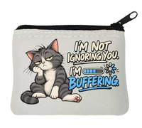 Grumpy Cat Expressing Social Buffering Status Neoprene Coin Purse Pouch 10x11cm White