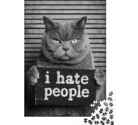 Grumpy Cat I Hate People Mugshot Adult Jigsaw Puzzle, 1000 Pieces, 38x26cm/1000pcs, White Cardboard Pieces, Screen-Free Leisure And Evening Downtime
