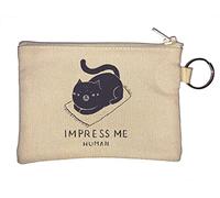 Grumpy Cat Impress Me Human Key Chain Coin Purse Beige