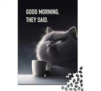 Grumpy Cat Morning 1000 Piece Jigsaw Puzzle for Adults, 38x26cm/1000pcs, January Puzzle Activity, Screen-Free Leisure And January Evenings