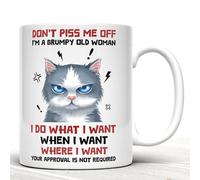 Grumpy Cat Mug - Don't P*ss me Off - I'm a Grumpy Old Woman 11oz - Humour Gift Ceramic Coffee Cup