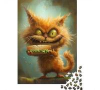 Grumpy Cat with Sandwich 1000 Piece Jigsaw, 70x50cm/1000pcs
