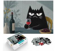 Grumpy Cat with Wine Glass, Adult 1000 Piece Jigsaw, 1000pcs (75x50cm)