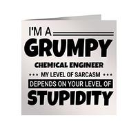 Grumpy Chemical Engineer Birthday Card My Level Of Sarcasm Depends On Your Level Of Stupidity Slogan